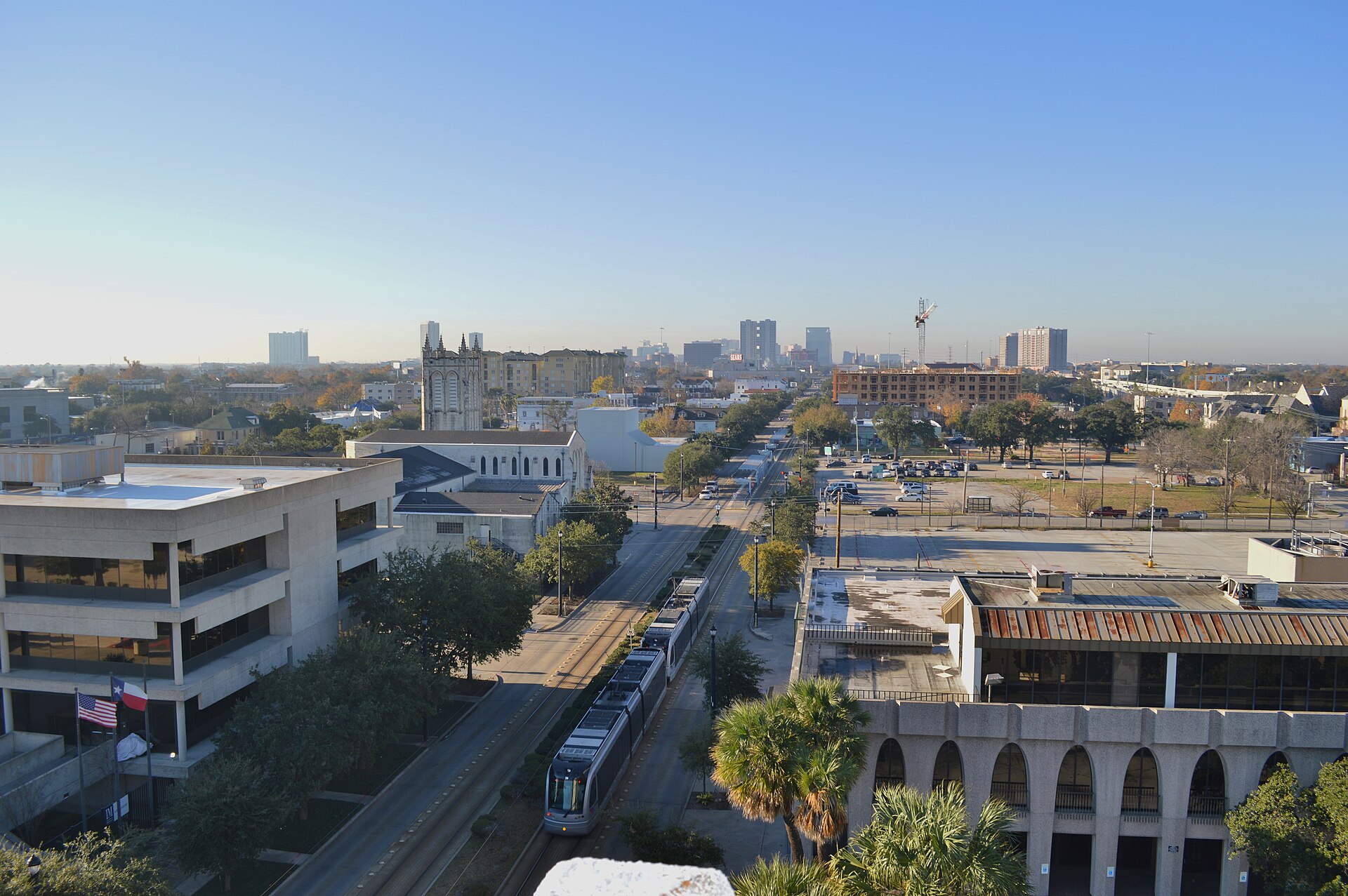 View from Houston Community College Parking Garage in Midtown Houston toward the Museum District and Texas Medical Center.