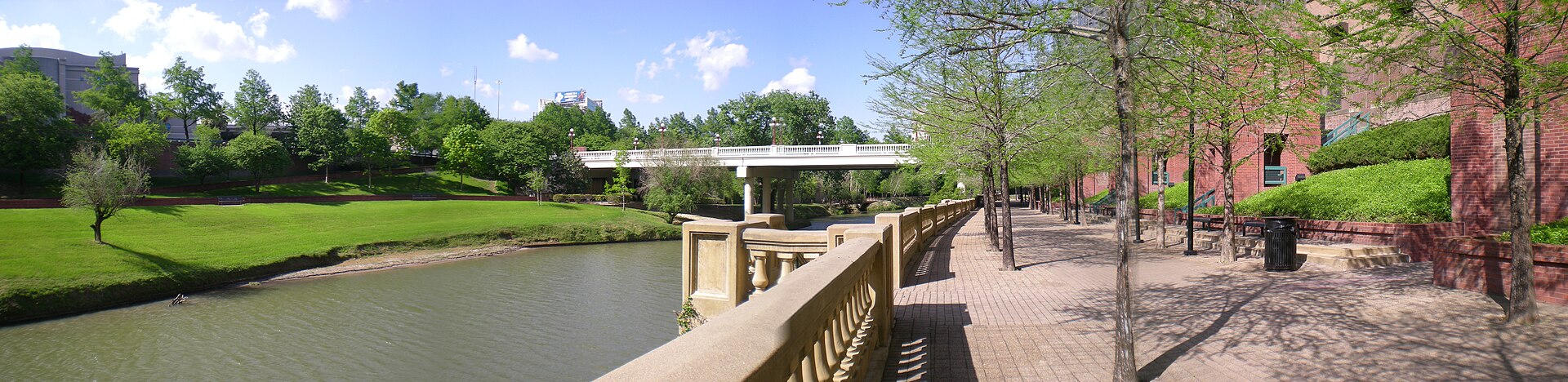 Buffalo Bayou traversing through Sesquicentennial Park in Downtown Houston